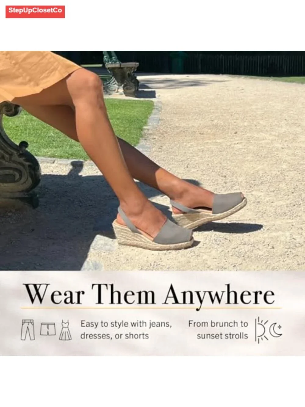 Espadrille Wedge Sandals, Soft Leather Peep Toe, Slip On Summer Shoes